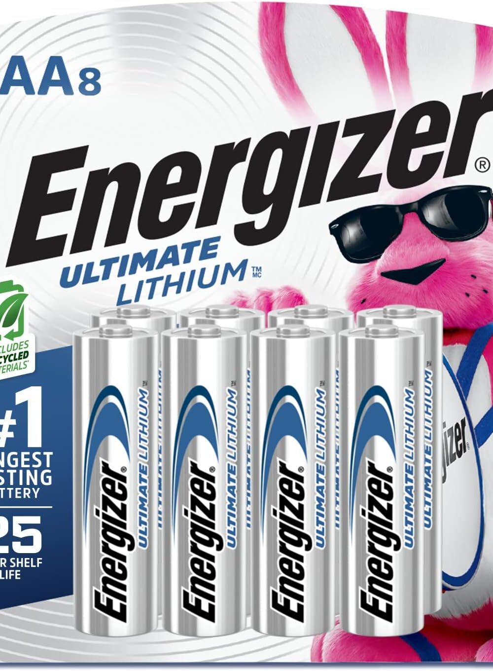 Energizer Ultimate Lithium AA Batteries (8 Pack), 1.5V Lithium Double A Batteries