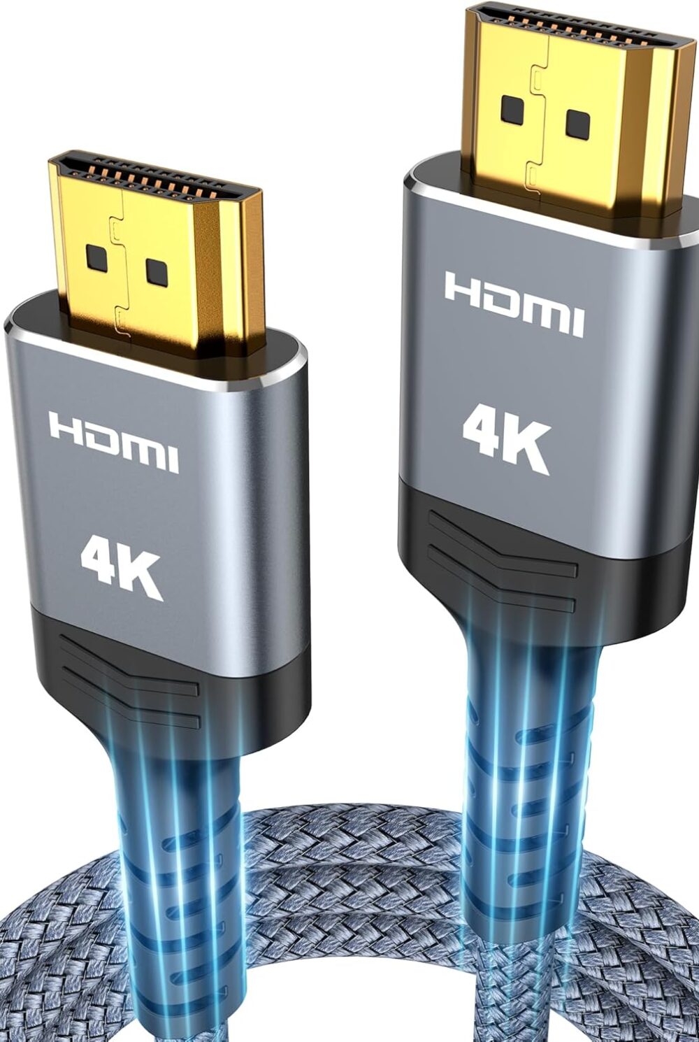 Highwings HDMI Cable 6.6 ft, 4K Ultra High Speed HDMI to HDMI Cord | HDMI 2.0, 18Gbps, 48 bit, Braided, Ethernet, ARC, 3D, HDCP 2.2, ARC, HDR, Compatible with Wall-mounted HDTV/ Monitor/ Roku